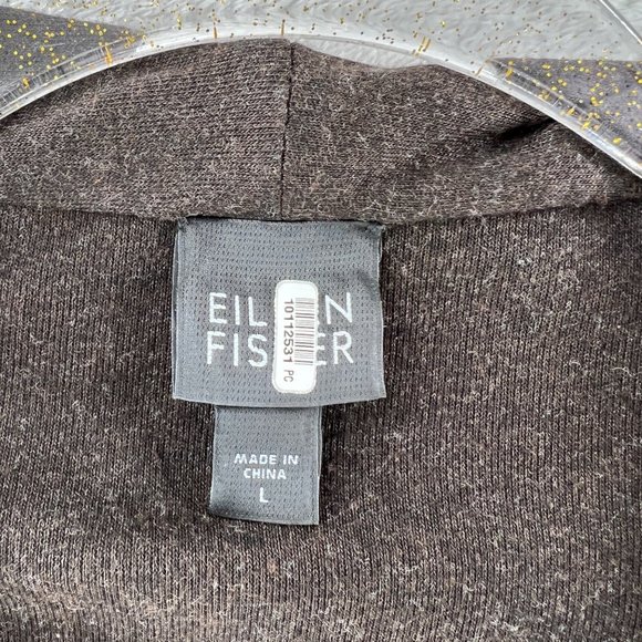 Eileen Fisher Cardigan Womens Large Brown Open Front Viscose Knit - Picture 3 of 10